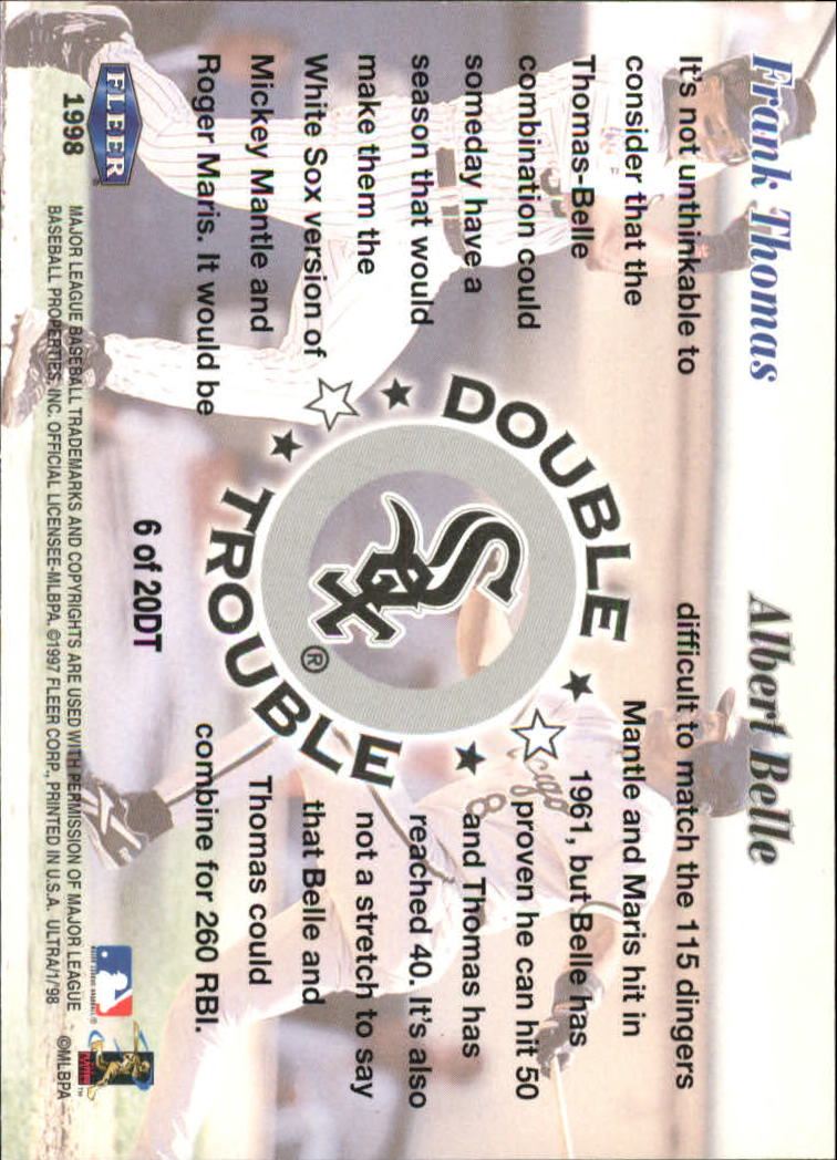 1998 Ultra Double Trouble #6 F.Thomas/A.Belle back image