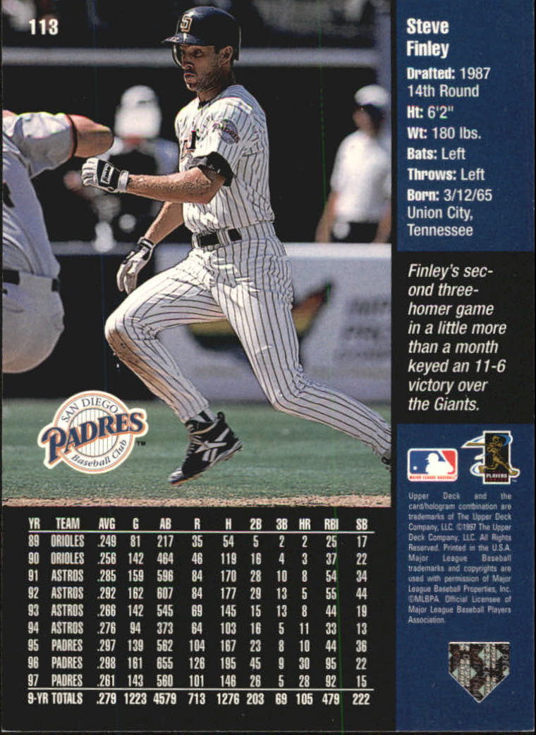 1998 Upper Deck Special F/X #113 Steve Finley - NM-MT