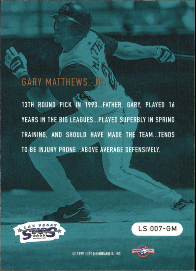 1999 Just Longshots #7 Gary Matthews Jr. back image
