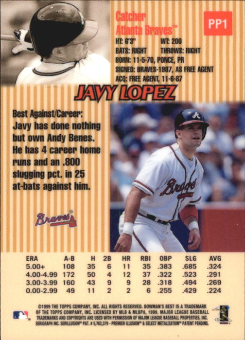 1999 Bowman's Best Pre-Production #PP1 Javy Lopez back image