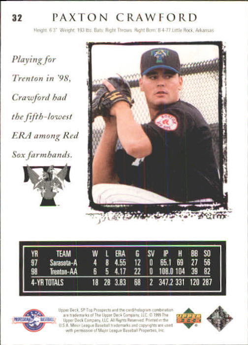 1999 SP Top Prospects #32 Paxton Crawford back image