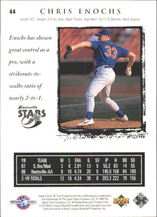 1999 SP Top Prospects #44 Chris Enochs back image