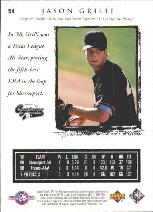 1999 SP Top Prospects #54 Jason Grilli back image