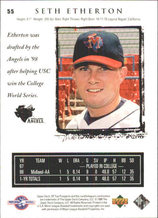 1999 SP Top Prospects #55 Seth Etherton back image