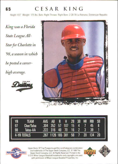 1999 SP Top Prospects #65 Cesar King back image