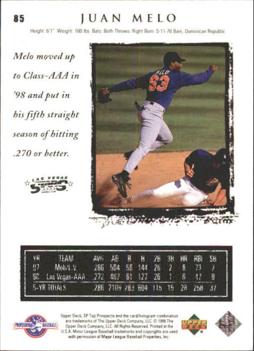 1999 SP Top Prospects #85 Juan Melo back image