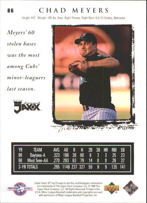 1999 SP Top Prospects #86 Chad Meyers back image