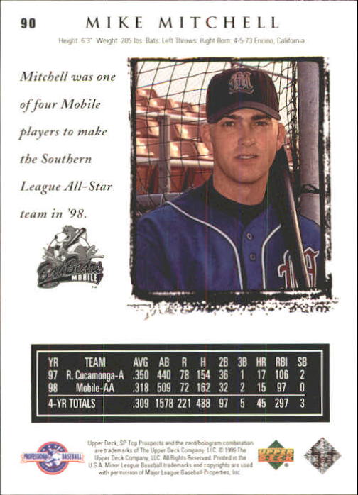 1999 SP Top Prospects #90 Mike Mitchell back image