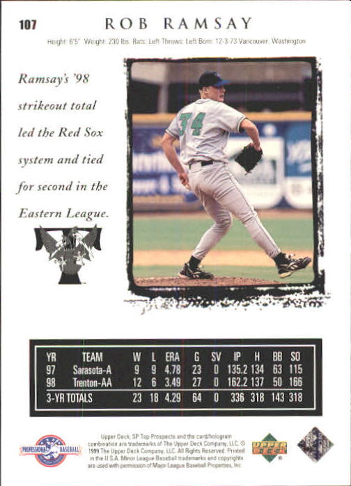1999 SP Top Prospects #107 Rob Ramsay back image