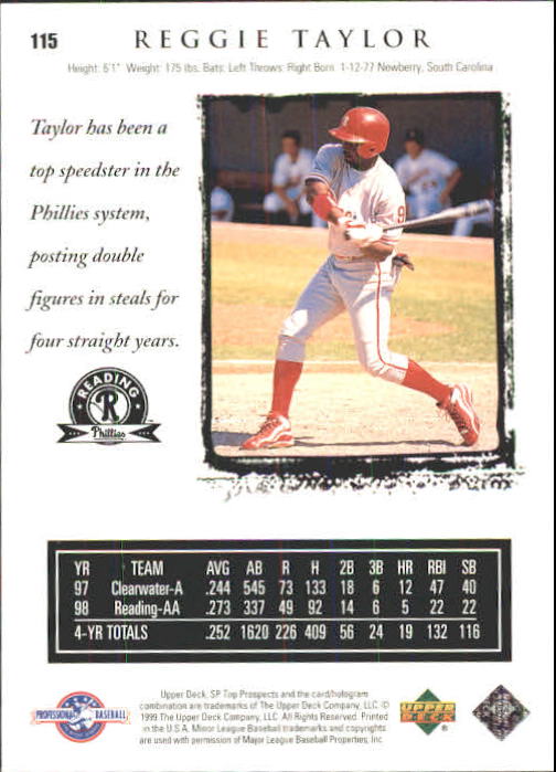 1999 SP Top Prospects #115 Reggie Taylor back image
