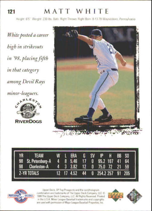 1999 SP Top Prospects #121 Matt White back image