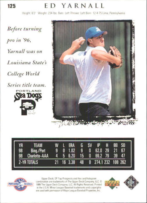 1999 SP Top Prospects #125 Ed Yarnall back image