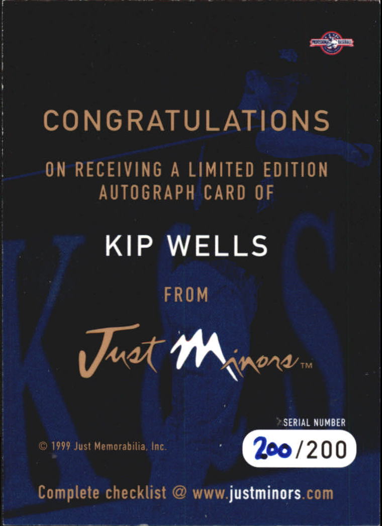 1999 Just Imagine Autographs #23 Kip Wells back image