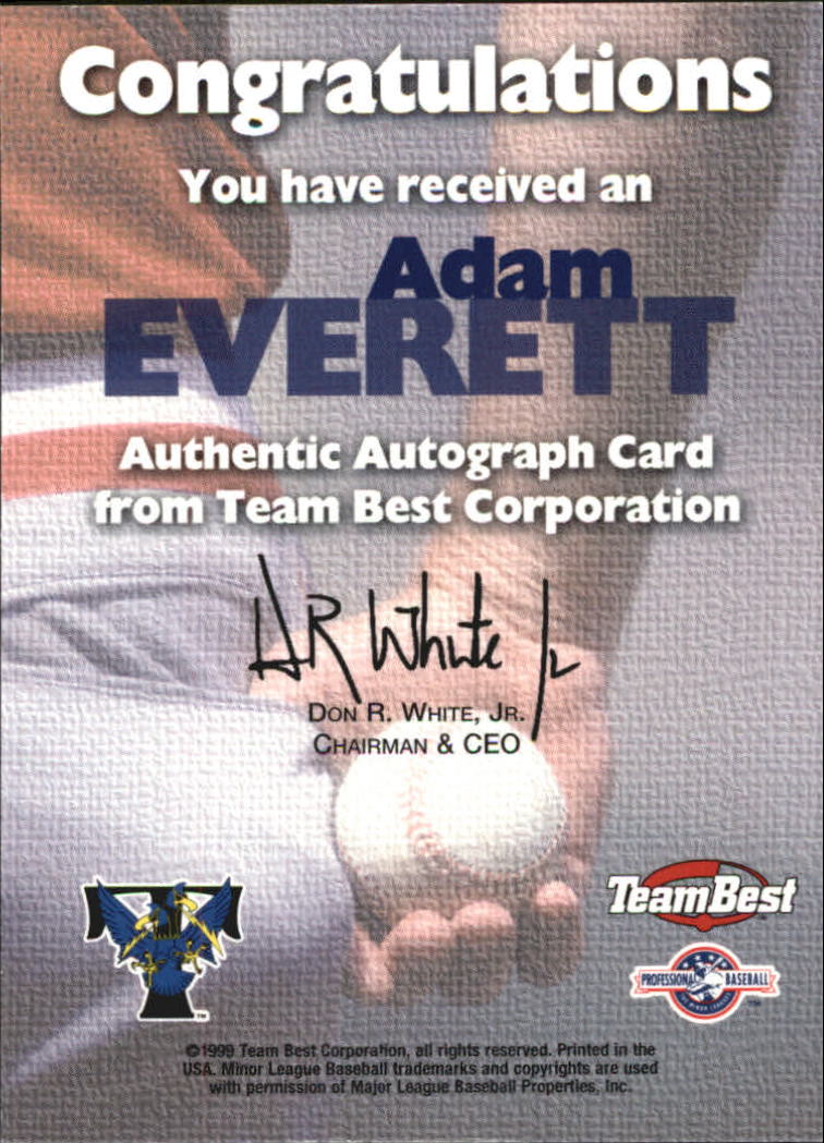 1999 Team Best Autographs #18 Adam Everett TP back image
