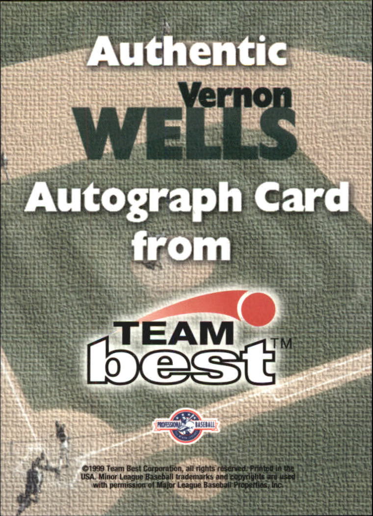 1999 Team Best Autographs #64 Vernon Wells BA back image