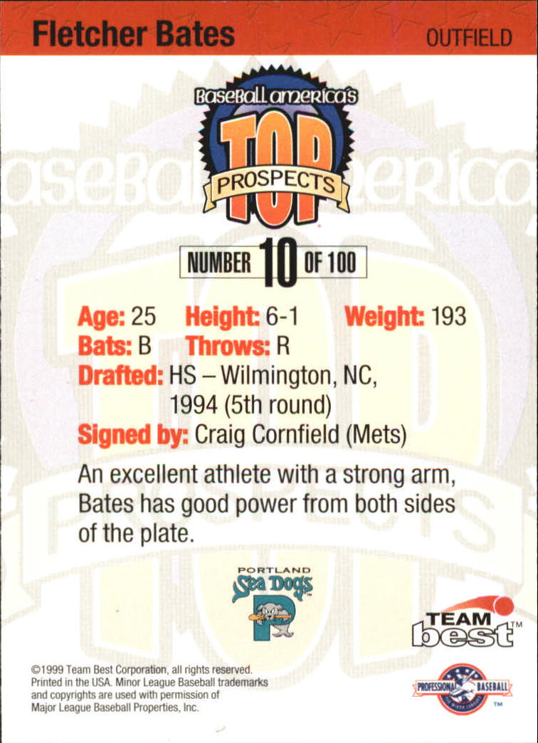 1999 Baseball America Diamond Best 10 Fletcher Bates NMMT