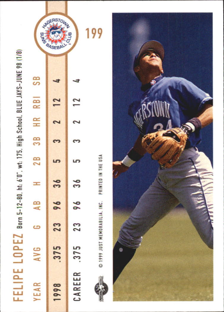 B6666- 1999 Just Baseball Card #s 1-250 +Rookies -You Pick- 15+ FREE US SHIP - Picture 379 of 476