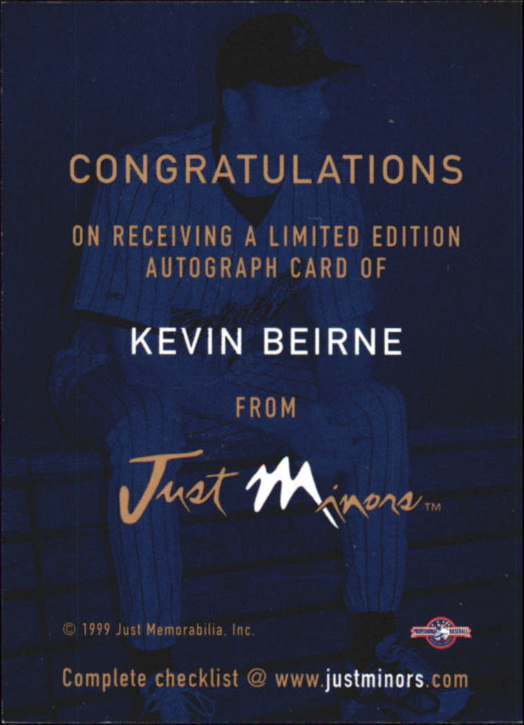 1999 Just Autographs #15 Kevin Beirne IM back image