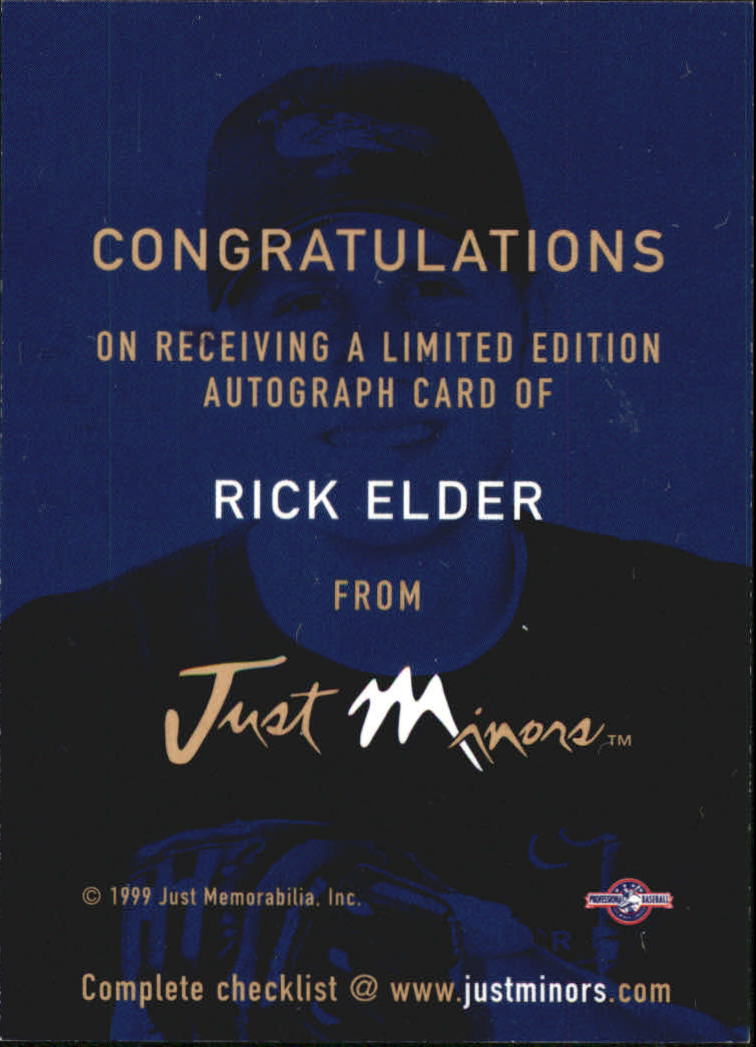 1999 Just Autographs #38 Rick Elder ST back image