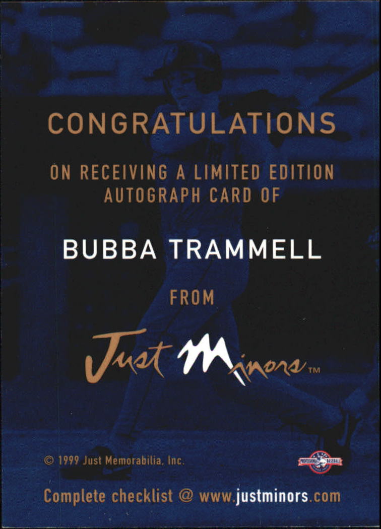 1999 Just Autographs #117 Bubba Trammell IM back image
