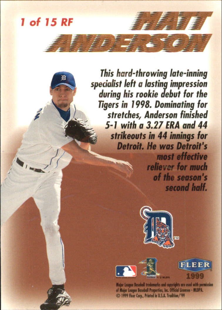 1999 Fleer Tradition Baseball "Rookie Flashback" Insert Cards - Picture 3 of 31