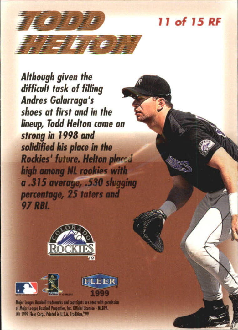1999 Fleer Tradition Rookie Flashback #11 Todd Helton back image