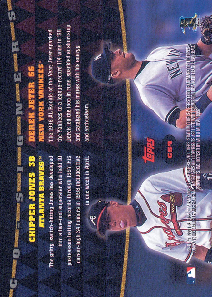 Derek Jeter & Chipper Jones Autographed 1999 Topps Stadium