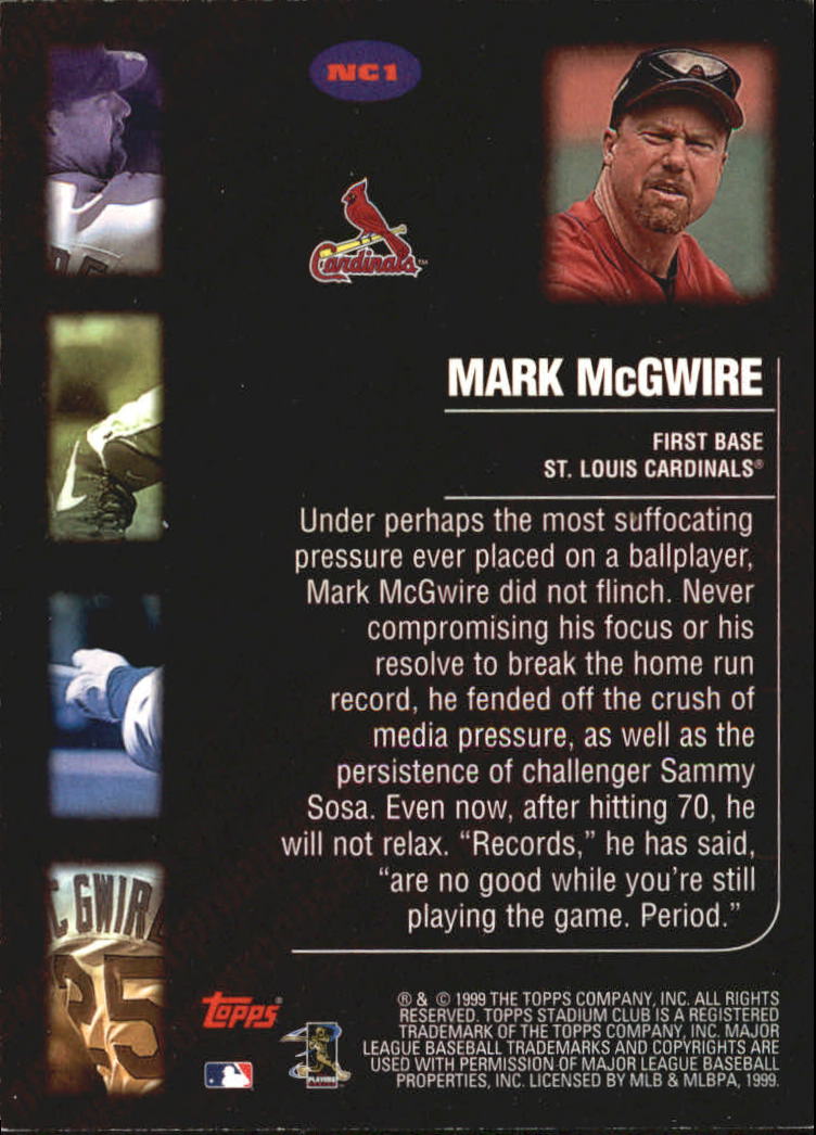 1999 Stadium Club Never Compromise #NC1 Mark McGwire back image