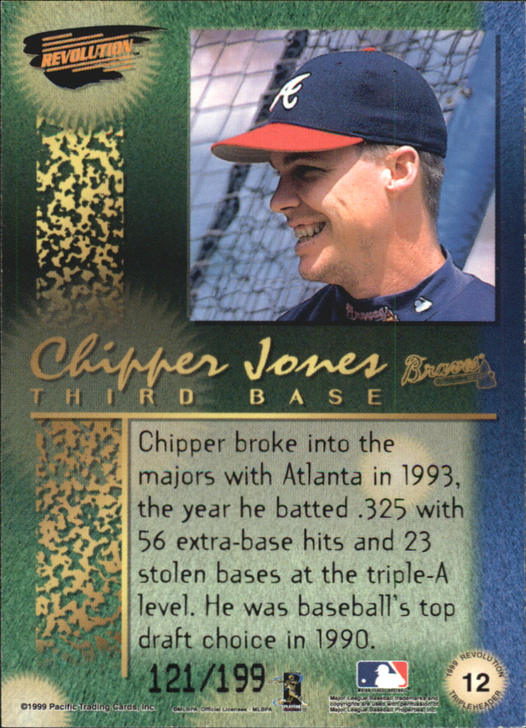 1999 Revolution Tripleheader Tiers #12 Chipper Jones back image