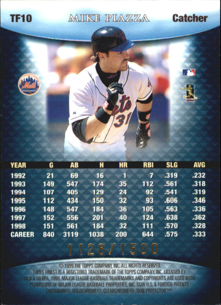 1999 Finest Team Finest Blue #TF10 Mike Piazza back image