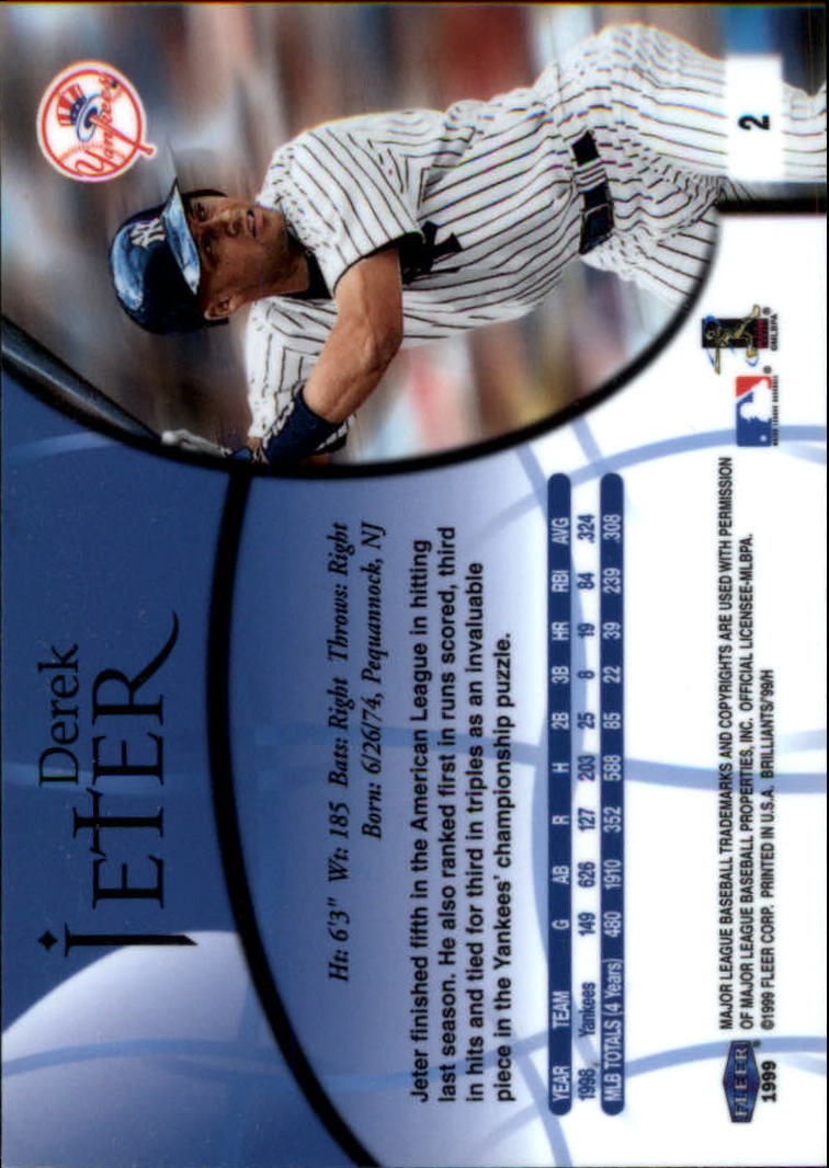 1999 Fleer Brilliants #2 Derek Jeter back image