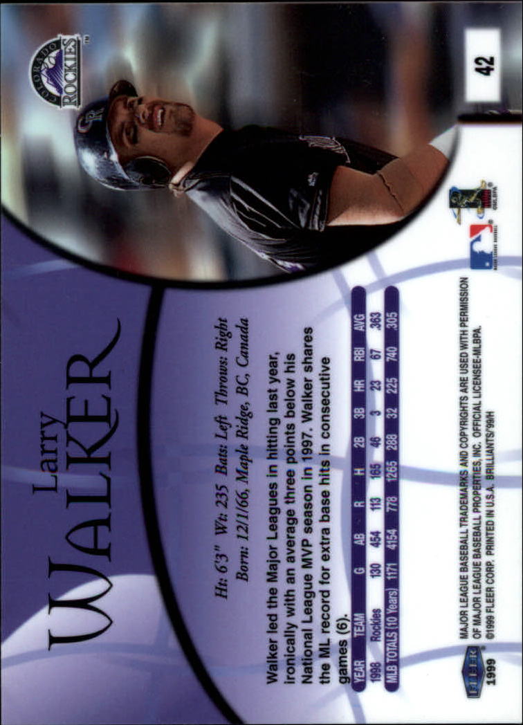 1999 Fleer Brilliants #42 Larry Walker back image