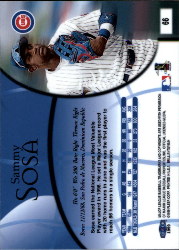 1999 Fleer Brilliants #66 Sammy Sosa - NM-MT