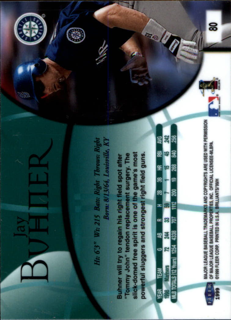 1999 Fleer Brilliants #80 Jay Buhner back image