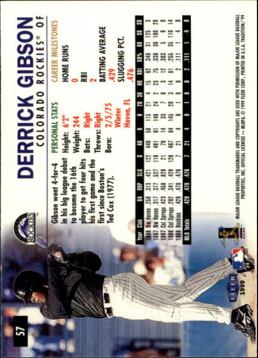 1999 Fleer Tradition #57 Derrick Gibson back image