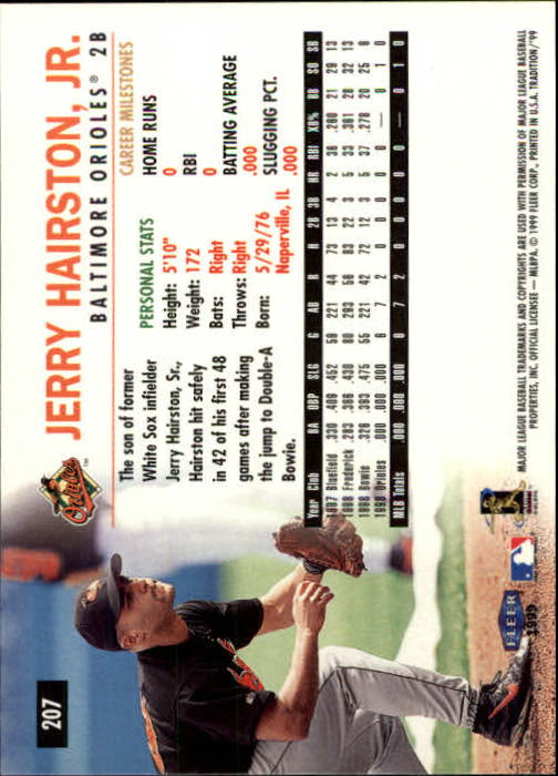 1999 Fleer Tradition #207 Jerry Hairston Jr. back image