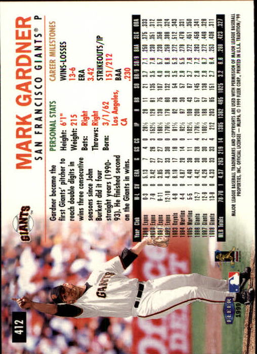 1999 Fleer Tradition Baseball "Main Set" Base Cards #401 to #600 - Picture 23 of 397