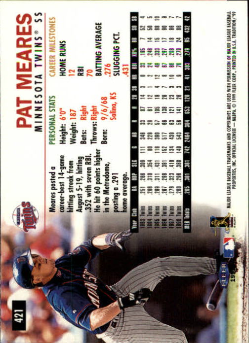 1999 Fleer Tradition Baseball "Main Set" Base Cards #401 to #600 - Picture 41 of 397