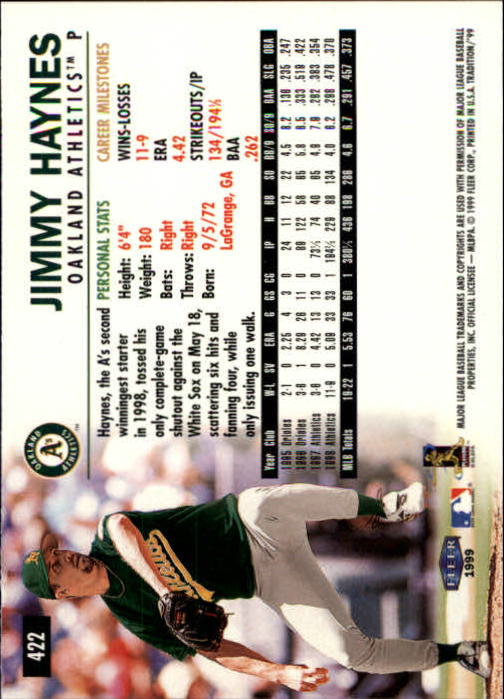 1999 Fleer Tradition Baseball "Main Set" Base Cards #401 to #600 - Picture 43 of 397