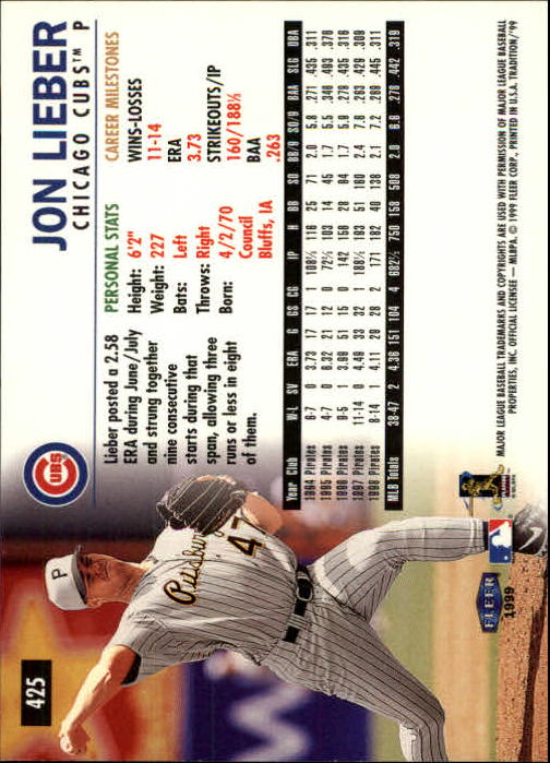 1999 Fleer Tradition Baseball "Main Set" Base Cards #401 to #600 - Picture 49 of 397