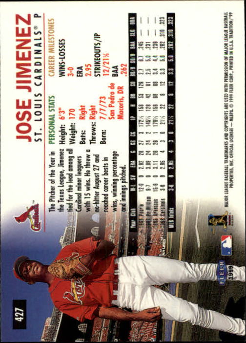 1999 Fleer Tradition Baseball "Main Set" Base Cards #401 to #600 - Picture 53 of 397