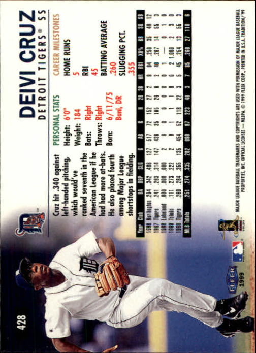 1999 Fleer Tradition Baseball "Main Set" Base Cards #401 to #600 - Picture 55 of 397
