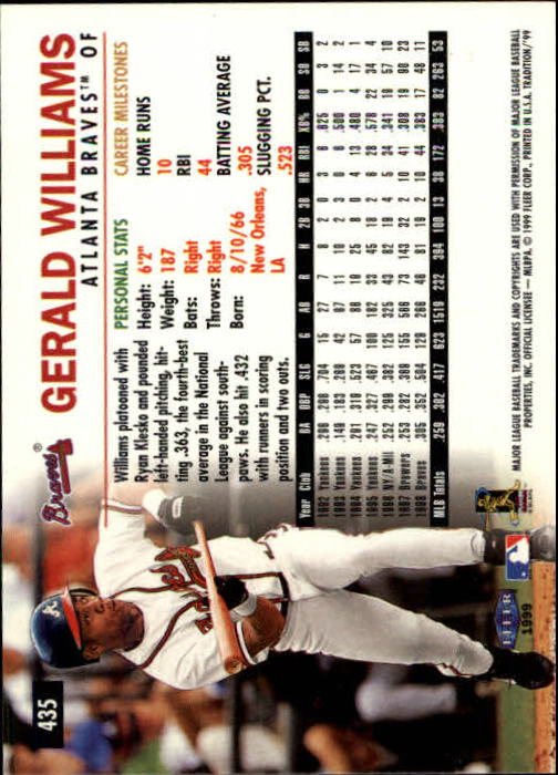 1999 Fleer Tradition Baseball "Main Set" Base Cards #401 to #600 - Picture 69 of 397