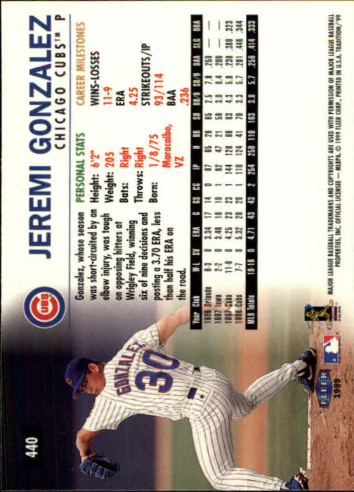 1999 Fleer Tradition Baseball "Main Set" Base Cards #401 to #600 - Picture 79 of 397
