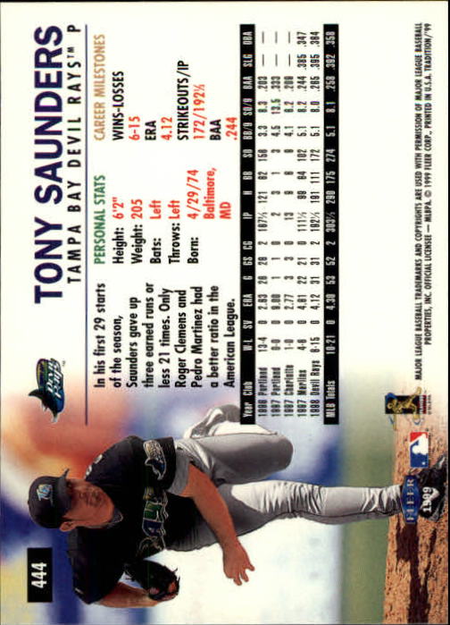 1999 Fleer Tradition Baseball "Main Set" Base Cards #401 to #600 - Picture 87 of 397