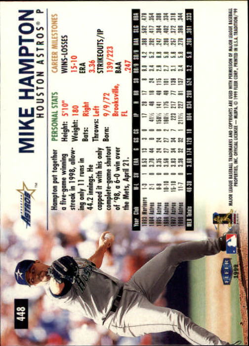 1999 Fleer Tradition Baseball "Main Set" Base Cards #401 to #600 - Picture 95 of 397