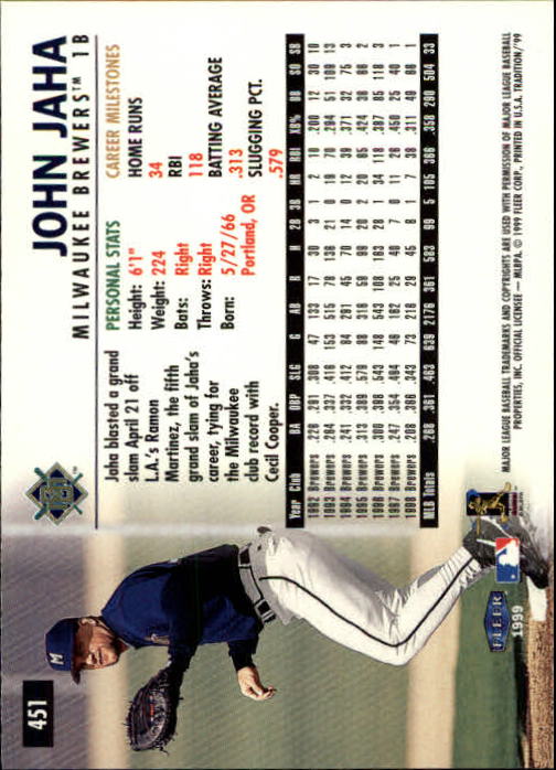 1999 Fleer Tradition Baseball "Main Set" Base Cards #401 to #600 - Picture 101 of 397