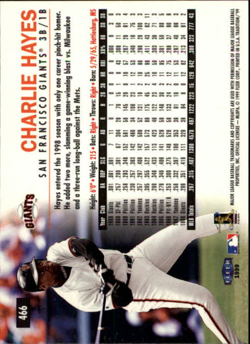 1999 Fleer Tradition Baseball "Main Set" Base Cards #401 to #600 - Picture 131 of 397