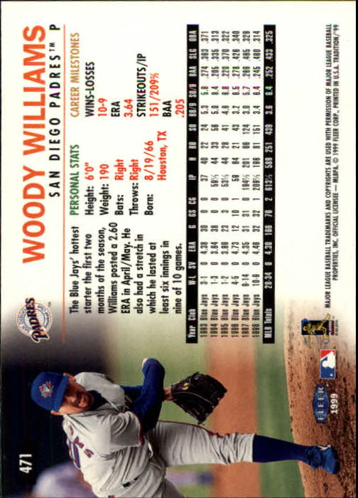 1999 Fleer Tradition Baseball "Main Set" Base Cards #401 to #600 - Picture 141 of 397
