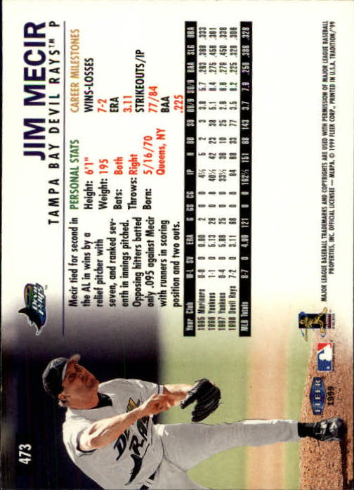 1999 Fleer Tradition Baseball "Main Set" Base Cards #401 to #600 - Picture 145 of 397